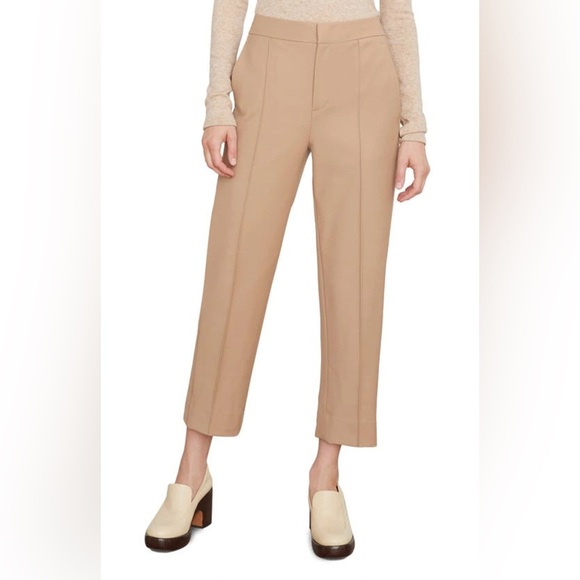 Vince Pecan Tan Pintuck Stove Pipe Cropped Pants Size 8‎ - Picture 11 of 11